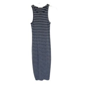 Marine Layer Striped Bodycon Midi Dress Gray White